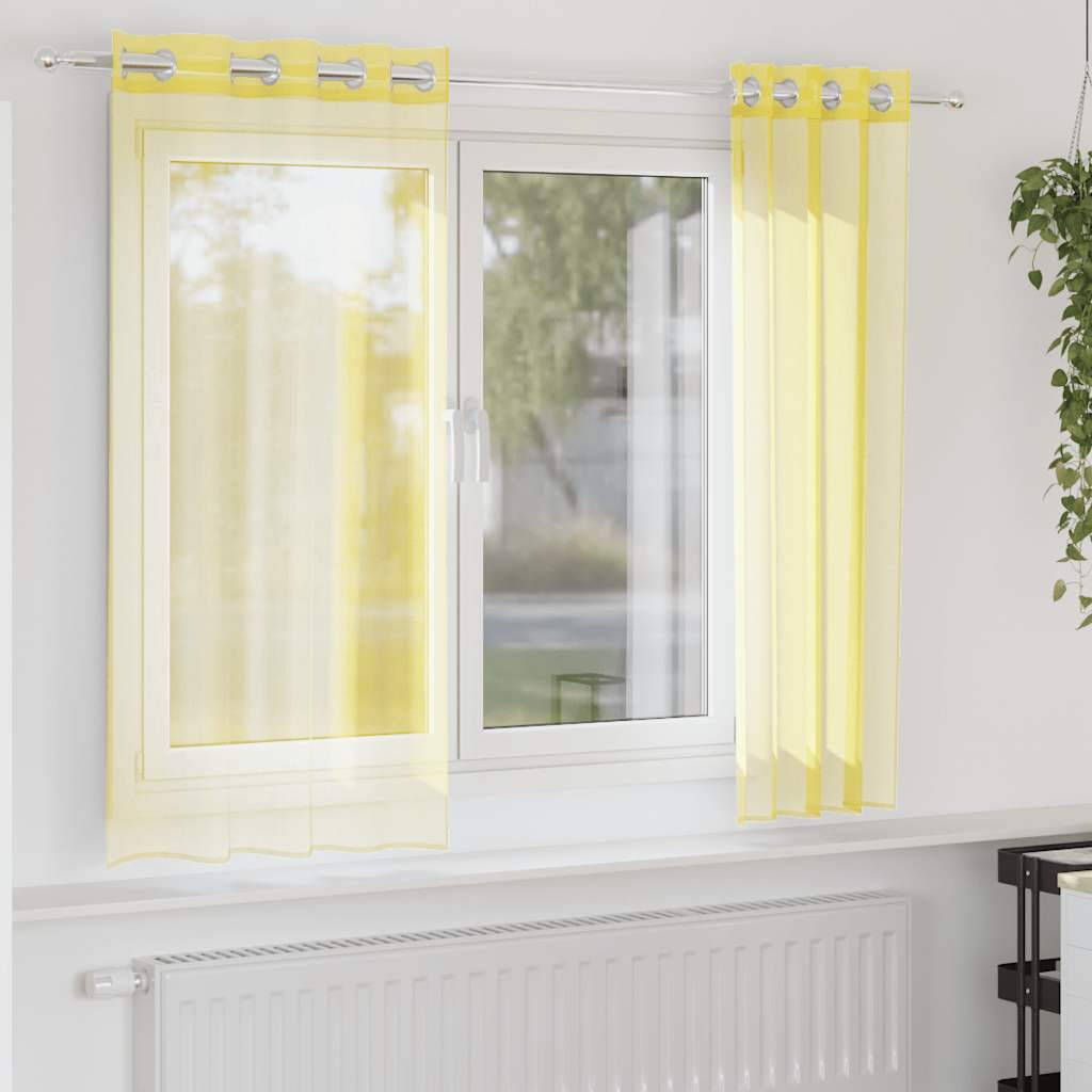 vidaXL Voile Vorhänge mit Ösen 2 Stk. Gelb