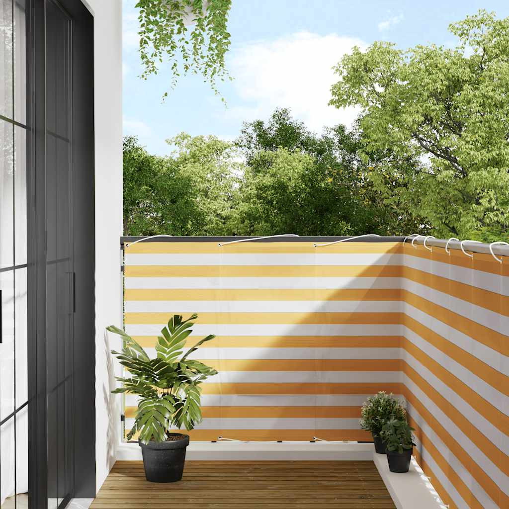 vidaXL Balkon-Sichtschutz Gelb und Weiß Gestreift 120x1000 cm