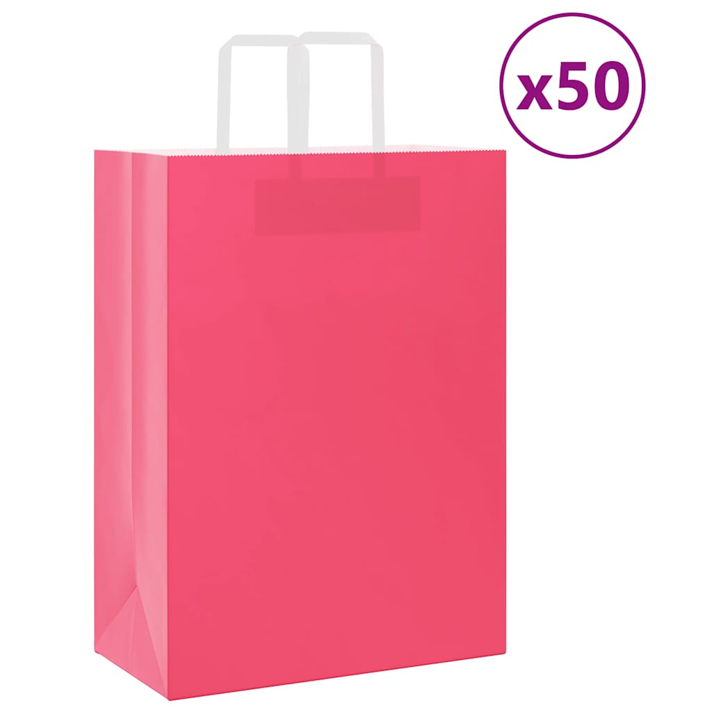 vidaXL Papiertragetaschen 50 Stk. mit Henkeln Rosa 32x17x44 cm