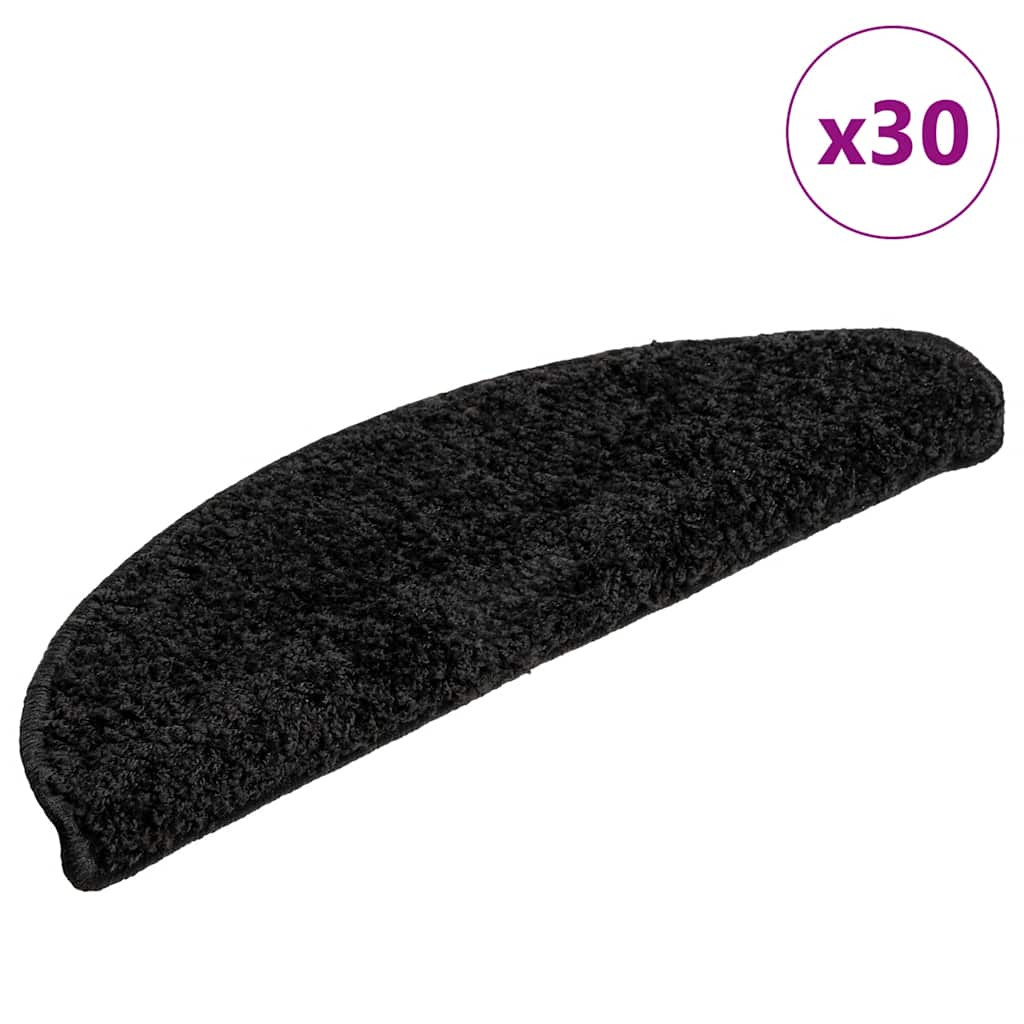 vidaXL Stufenmatten 30 Stk. 56x17x3 cm Schwarz Halbrund
