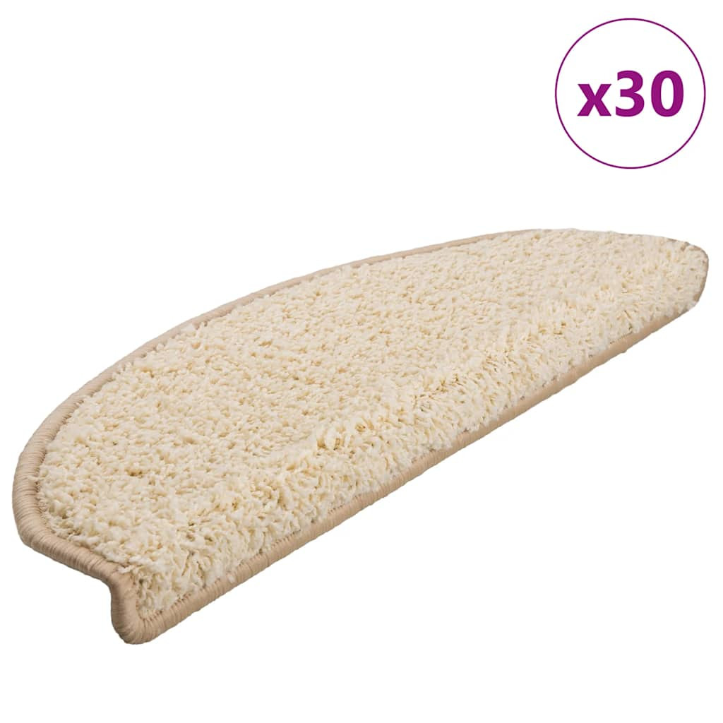vidaXL Stufenmatten 30 Stk. 65x21x4 cm Creme Halbrund Groß