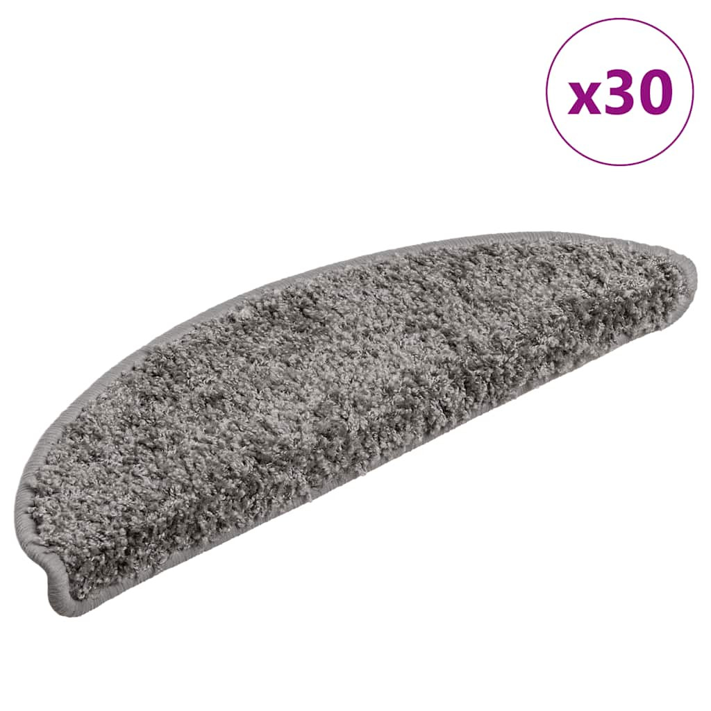 vidaXL Stufenmatten 30 Stk. 56x17x3 cm Grau Halbrund