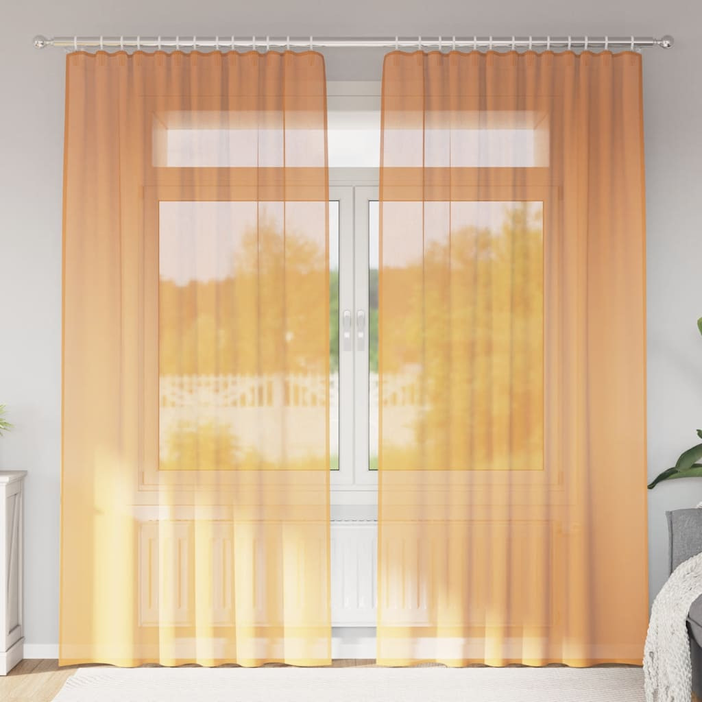 vidaXL Voile Vorhänge mit Stangentaschen 2 Stk. Orange