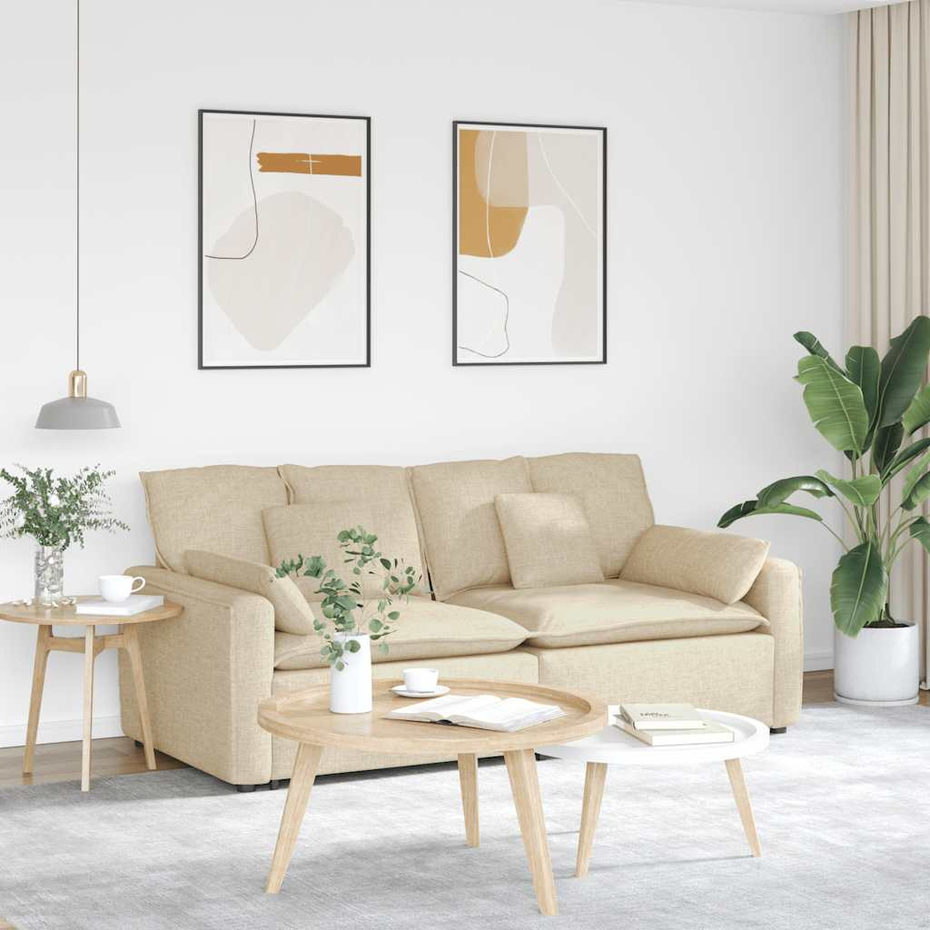 vidaXL Modulares Sofa mit Kissen Cream