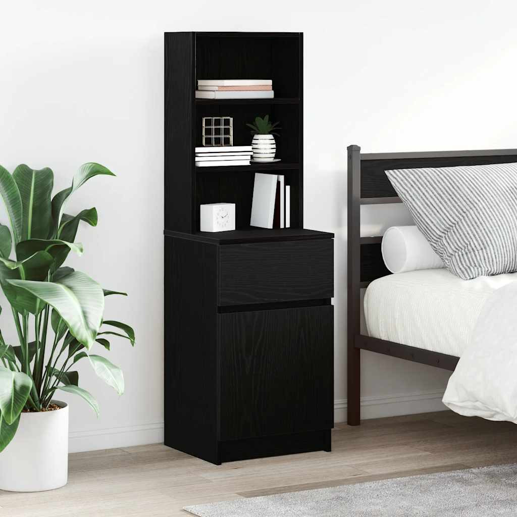vidaXL Nachttisch Schwarz 39x35x125 cm Holzwerkstoff