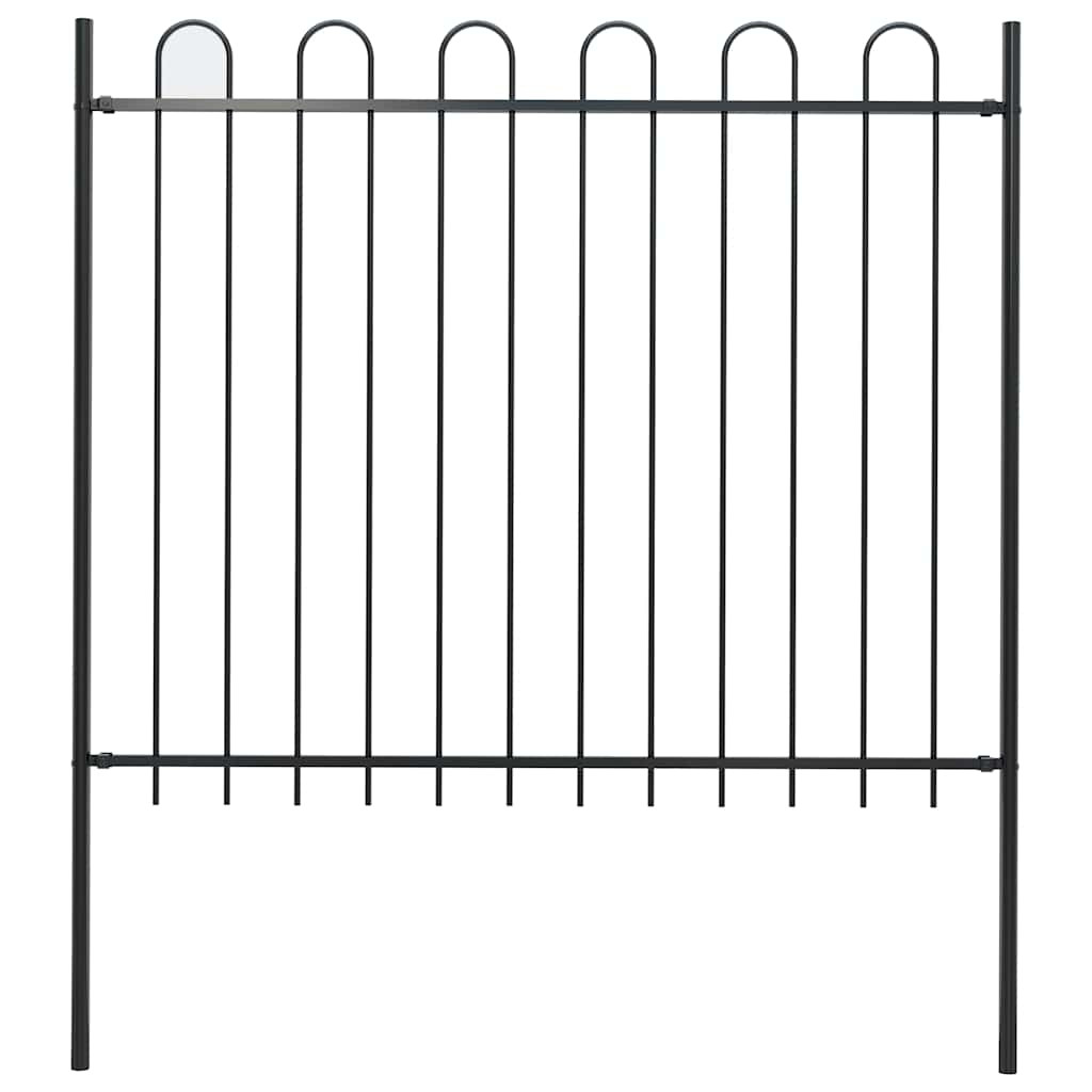 vidaXL Gartenzaun BOXTEL mit Bügelaufsatz Stahl 170 x 150 cm Schwarz