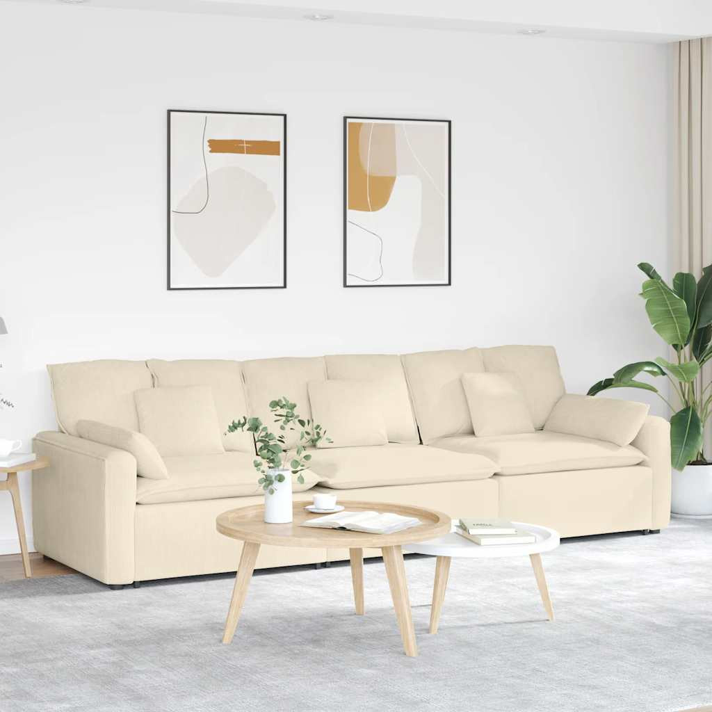 vidaXL Modulares Sofa mit Kissen Cream