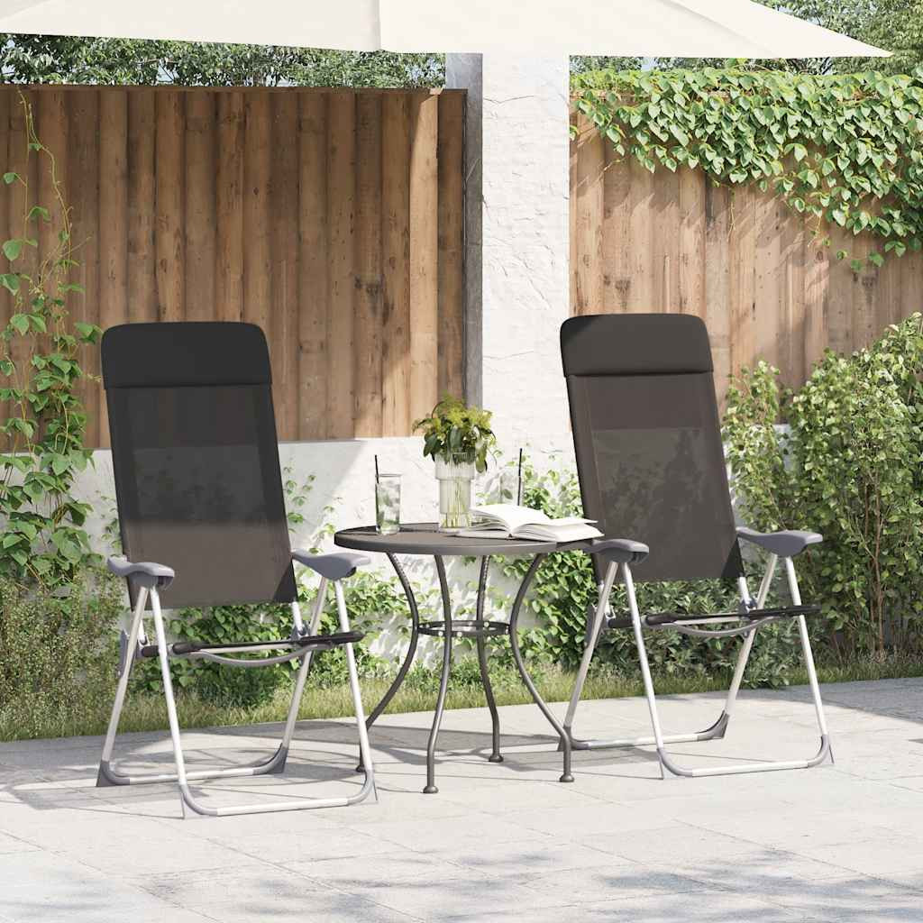 vidaXL Klappbare Campingstühle 2 Stk. Aluminium Schwarz
