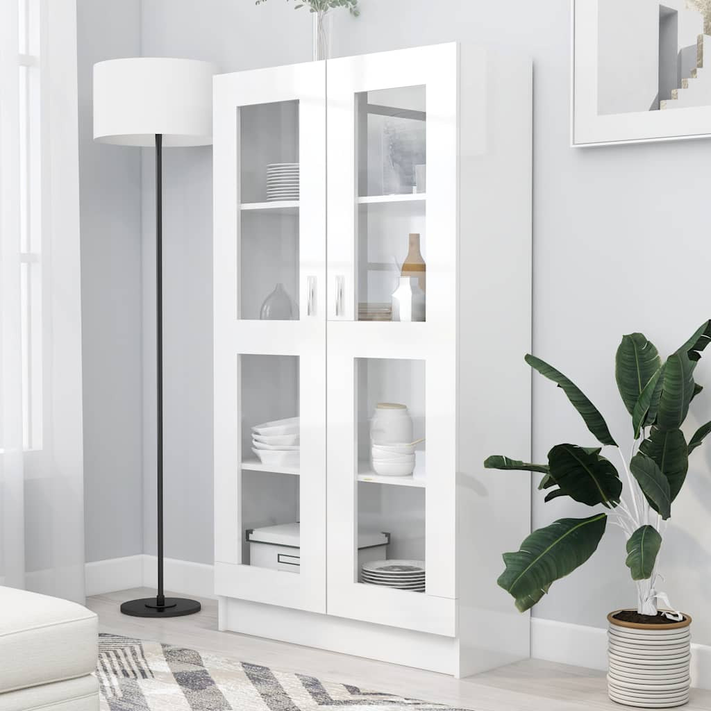 vidaXL Vitrinenschrank Hochglanz-Weiß 82,5x30,5x150 cm Holzwerkstoff