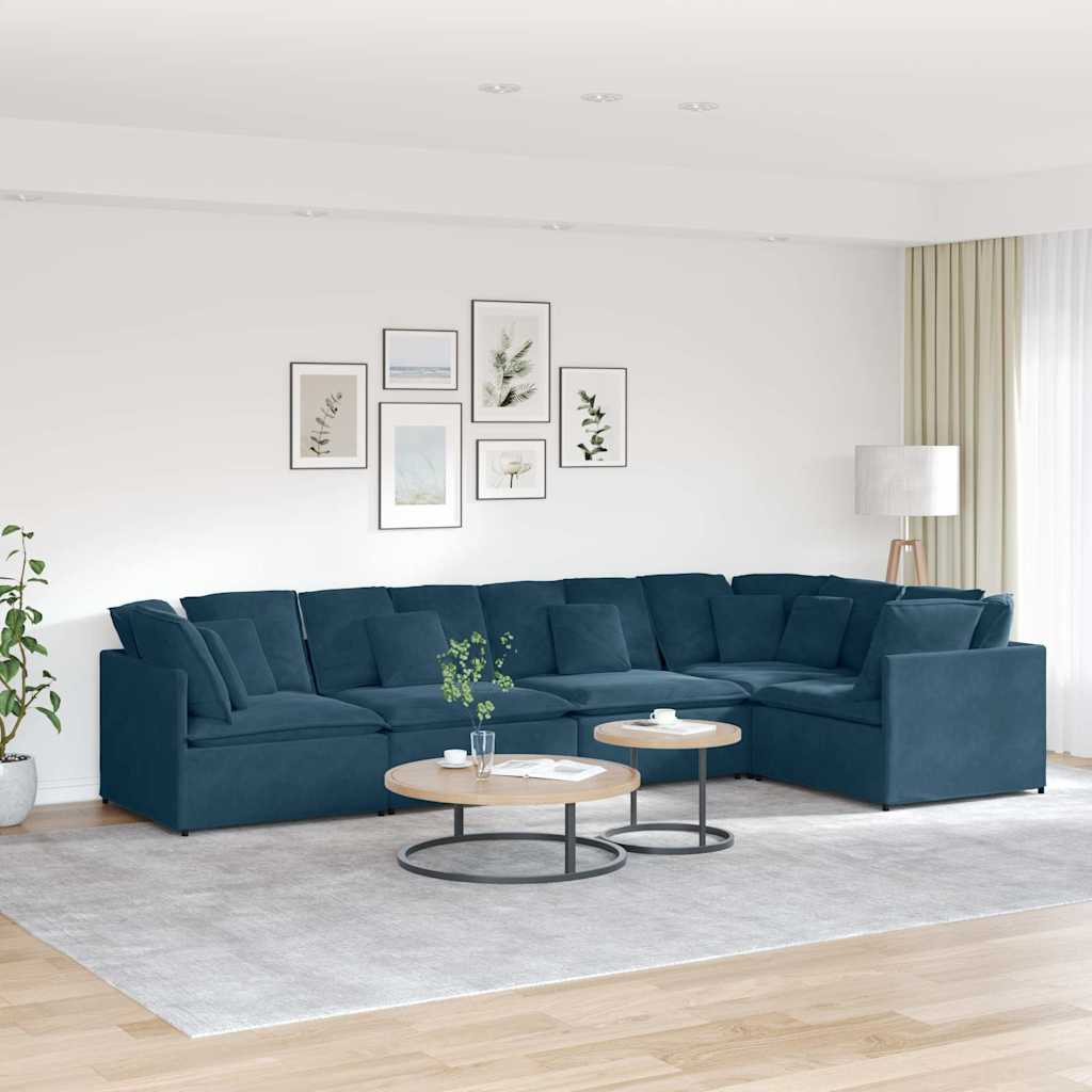 vidaXL Modulares Sofa mit Kissen Samt Blau