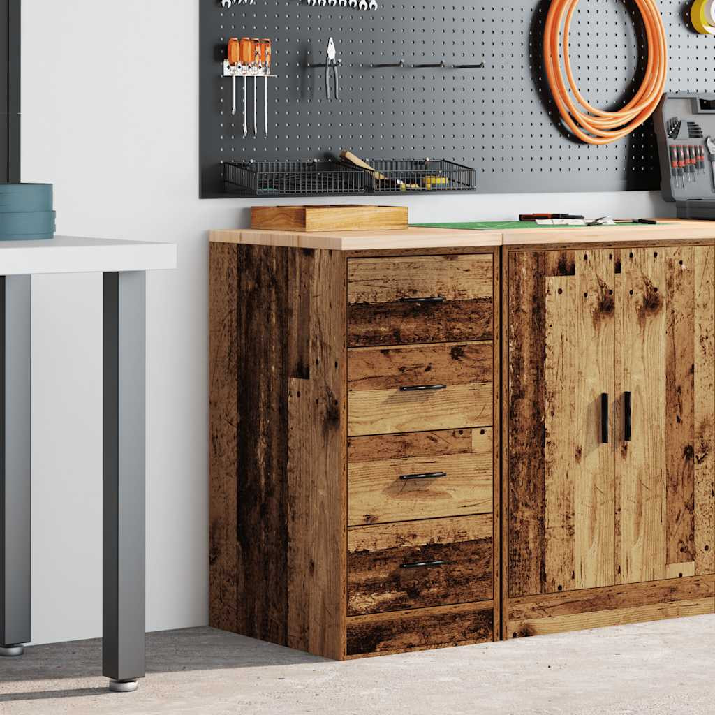 vidaXL Garagen-Aufbewahrungsschrank Altholz-Optik Massivholz Kiefer