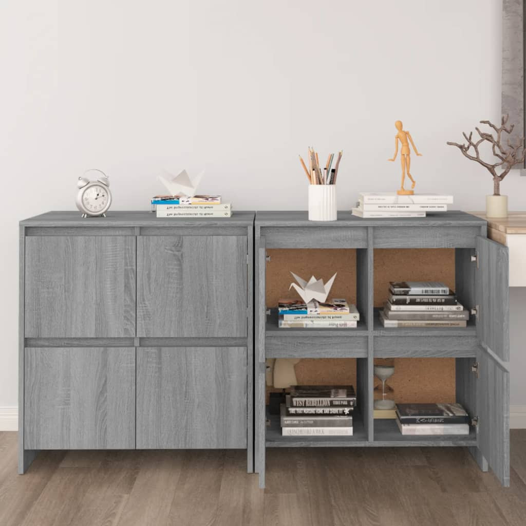 vidaXL Sideboards 2 Stk. Grau Sonoma 70x41x75 cm Holzwerkstoff