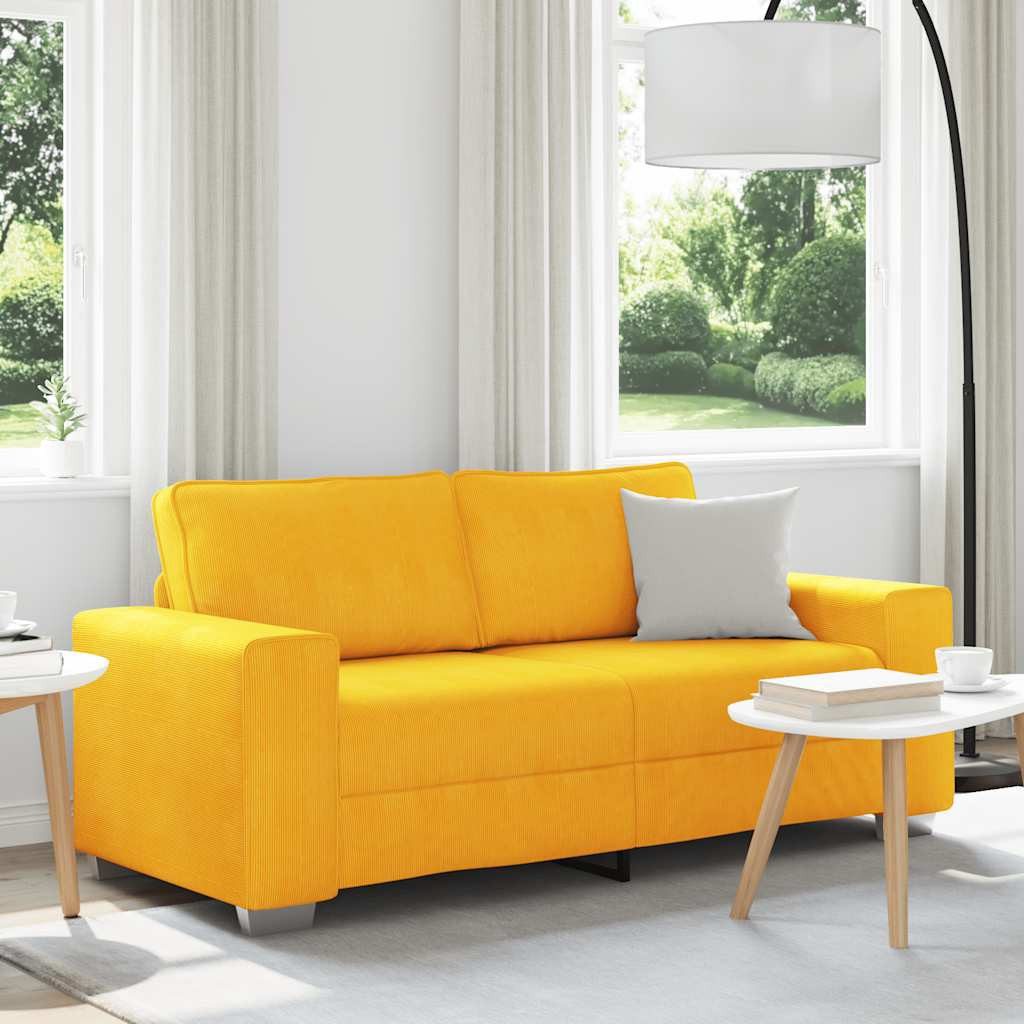 vidaXL Zweisitzer-Sofa Hellgelb 180x77x82 cm Cordstoff