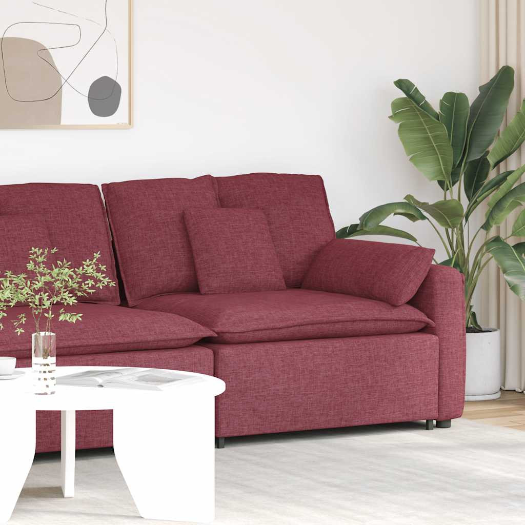 vidaXL Modulares Sofa Endmodul mit Armlehne Kissen Weinrot 100 cm