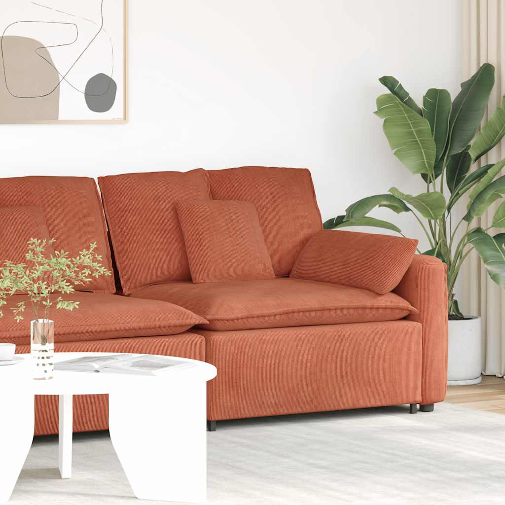 vidaXL Modulares Sofa Endmodul mit Armlehne Kissen Rot Orange 100 cm