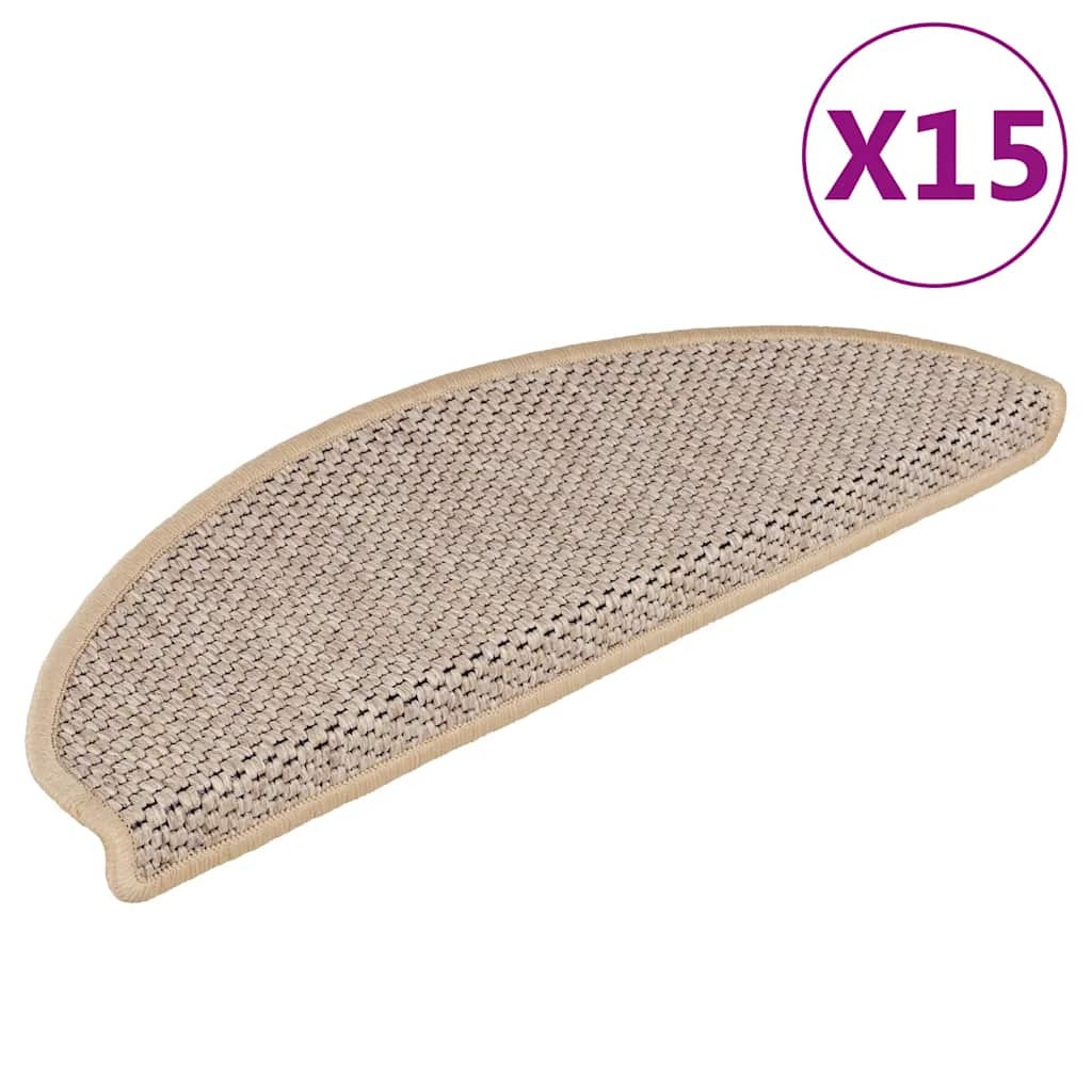vidaXL Treppenmatten Selbstklebend Sisal 15 Stk. 65x21x4 cm Hellbeige