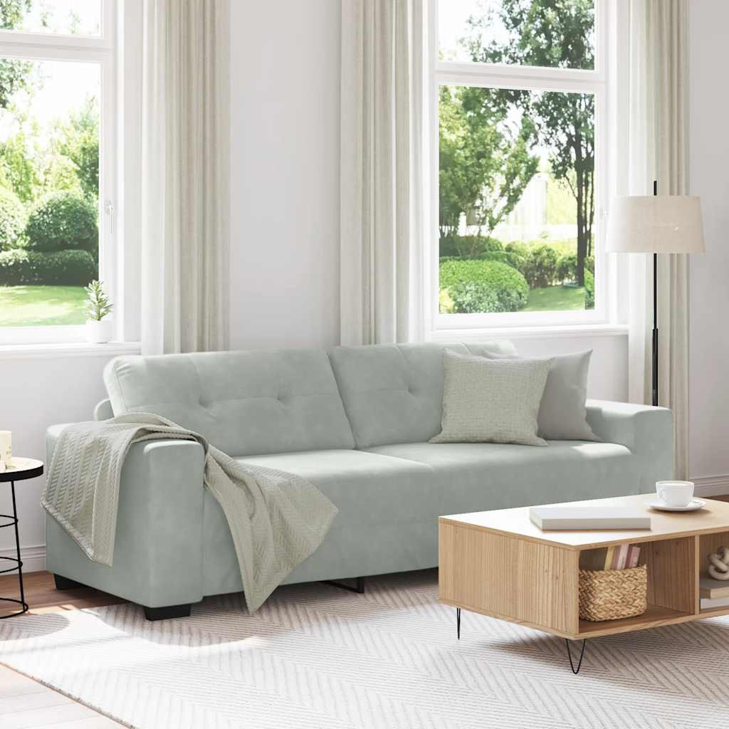 vidaXL 3-Sitzer-Sofa Hellgrau 220x78x80 cm Samt