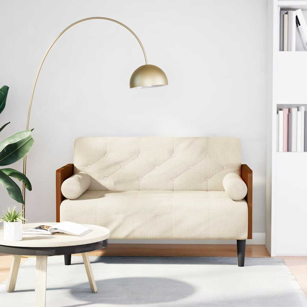 vidaXL Zweisitzer-Sofa mit Nackenrollen 110 cm Leinen