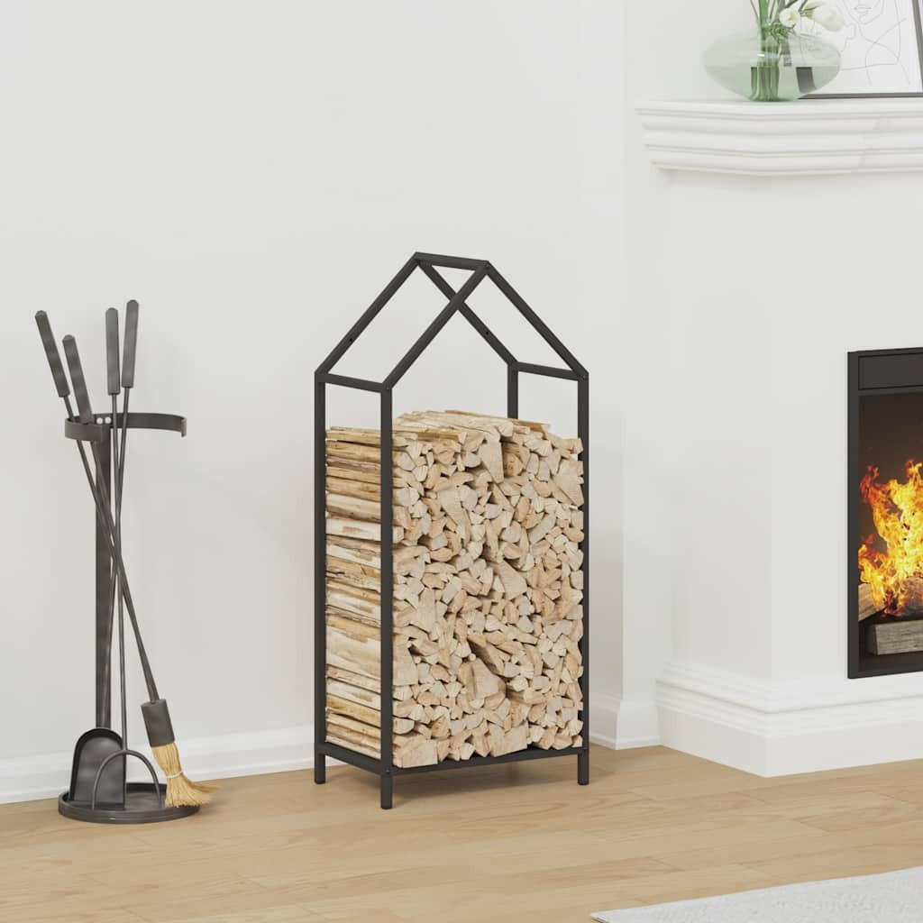 vidaXL Brennholzregal Schwarz 40x25x90 cm Kaltgewalzter Stahl