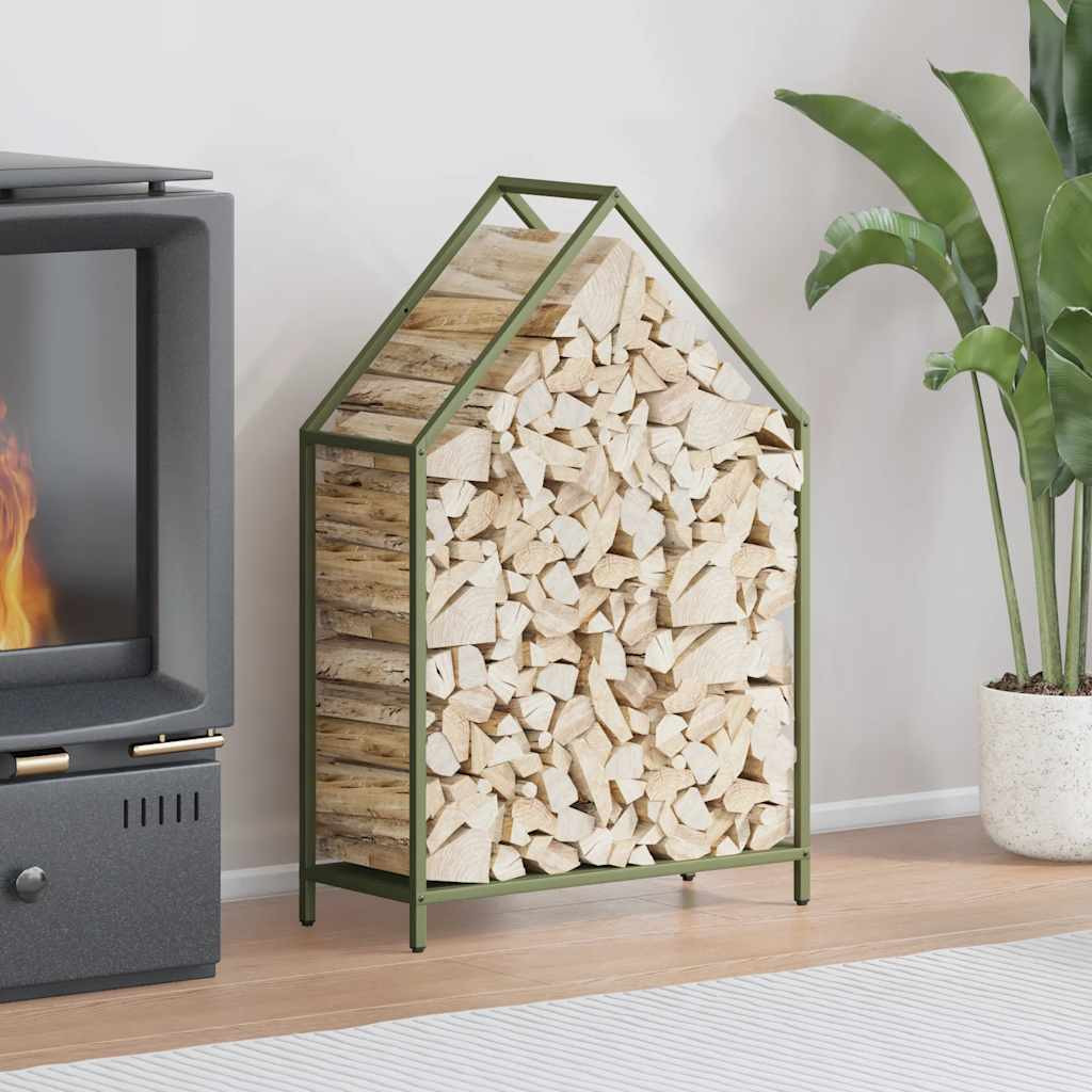 vidaXL Brennholzregal Olivgrün 60x25x90 cm Kaltgewalzter Stahl