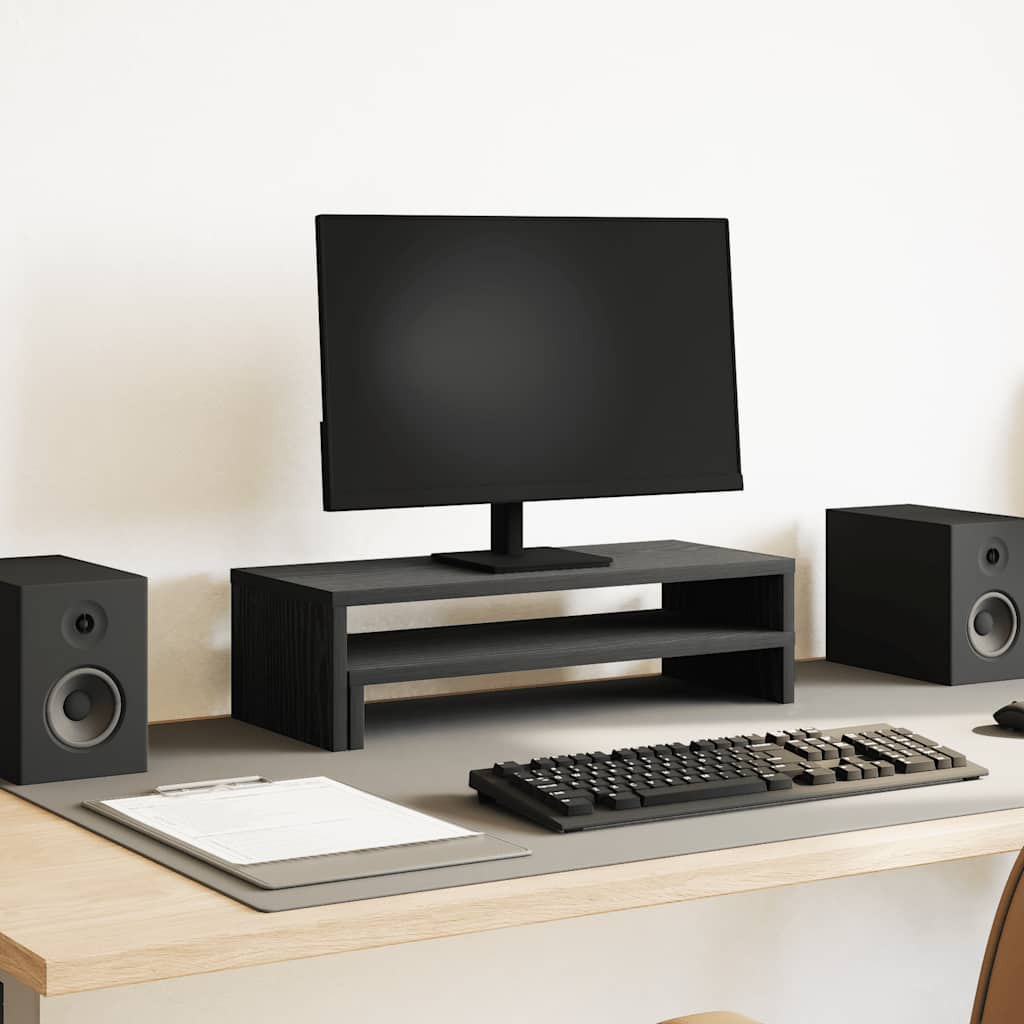 vidaXL Monitorständer Schwarz Eichen-Optik 54x22x15 cm Holzwerkstoff