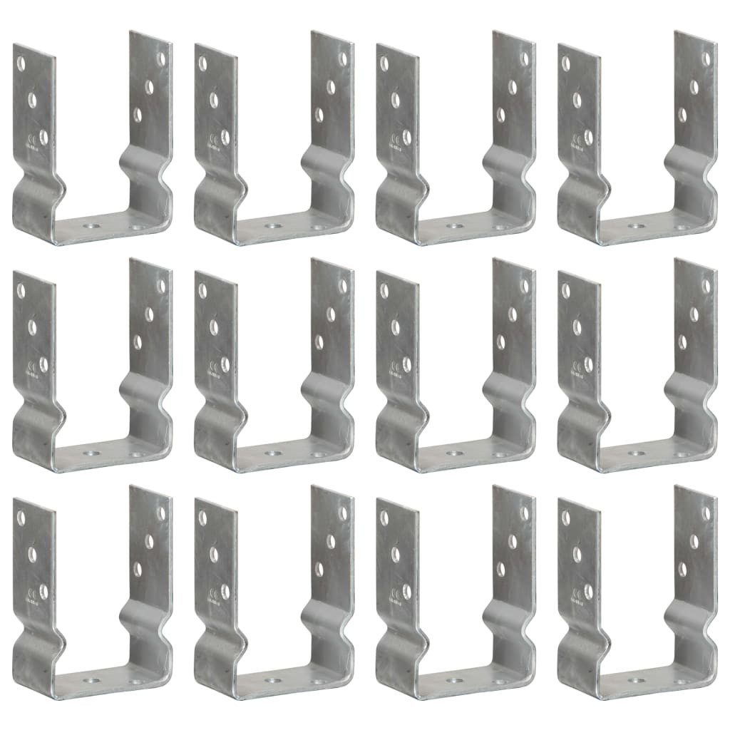 vidaXL Zaunanker 12 Stück Silber 10x6x15 cm Verzinkter Stahl