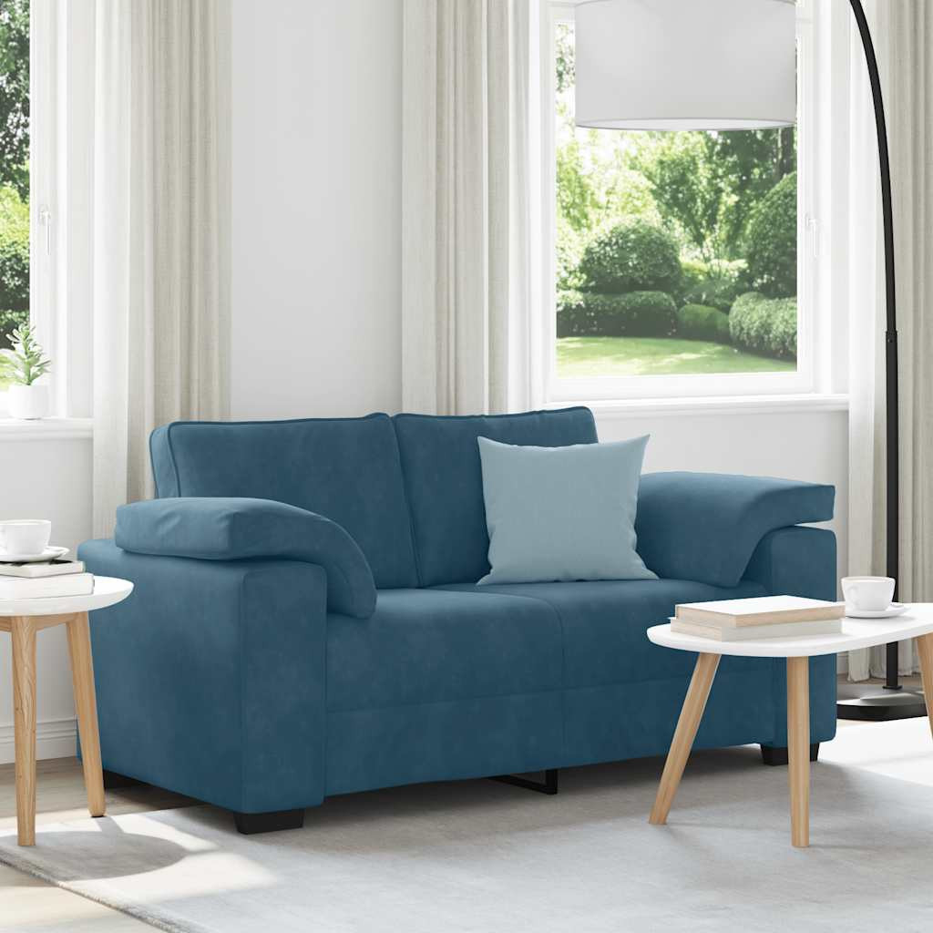 vidaXL Zweisitzer-Sofa Blau 160x77x82 cm Samt