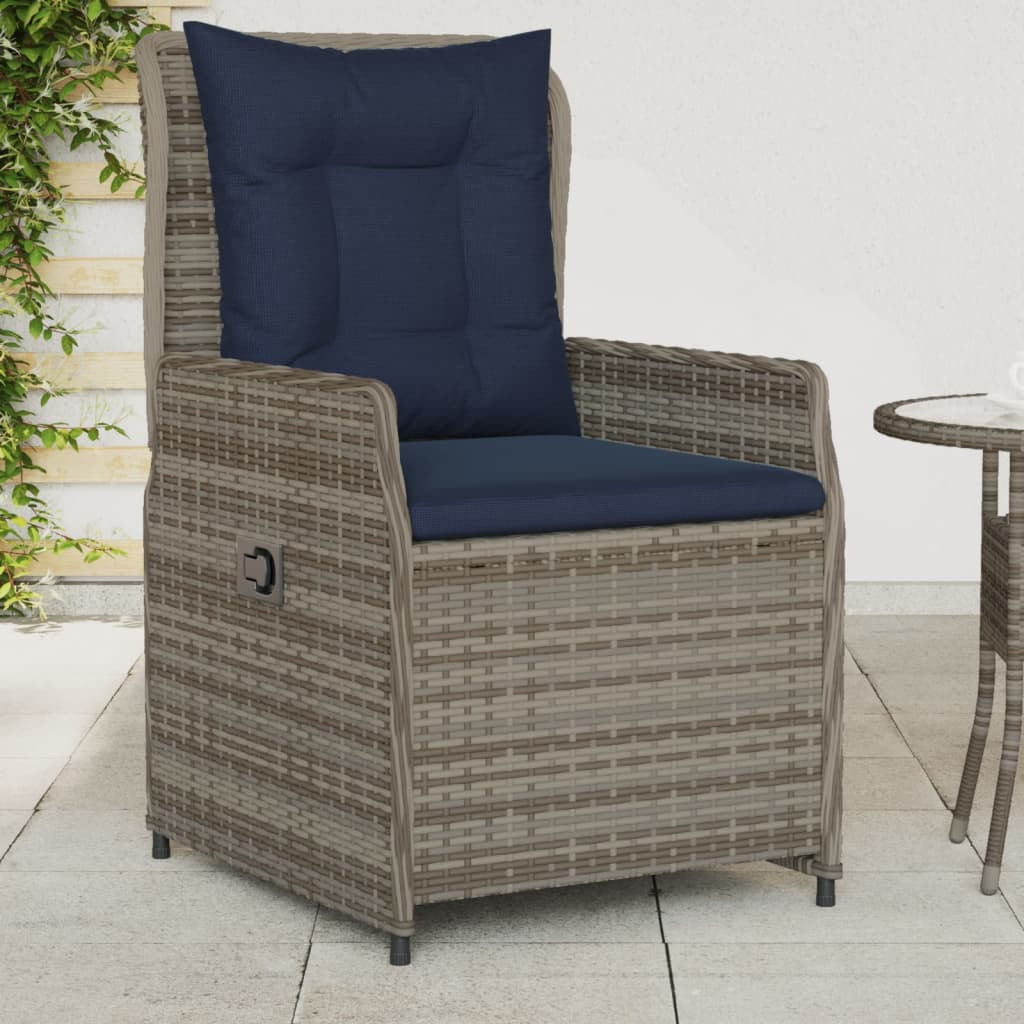 vidaXL Liegende Gartenstühle 2 Stk. Grau Poly Rattan