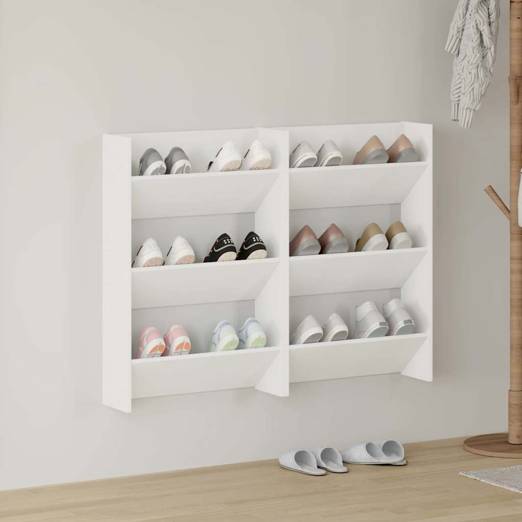 vidaXL Wand-Schuhschränke 2 Stk. Weiß 60x18x90 cm Holzwerkstoff