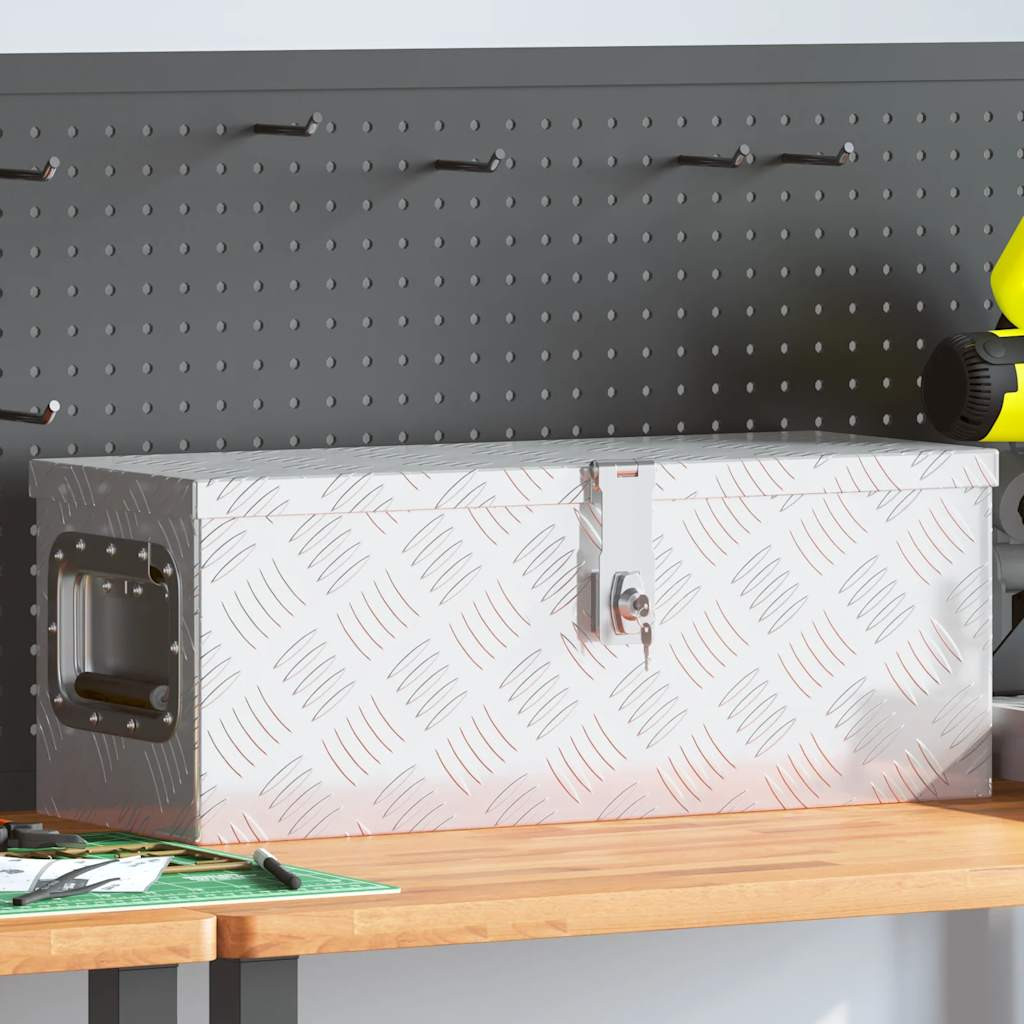 vidaXL Aufbewahrungsbox Silbern 60x23,5x23 cm Aluminium
