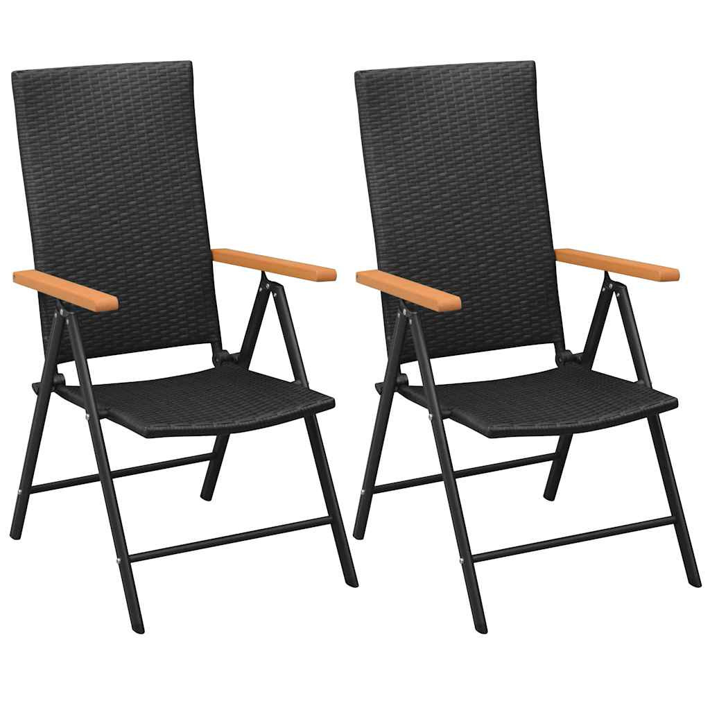 vidaXL Stapelbare Gartenstühle 2 Stk. Poly Rattan Schwarz