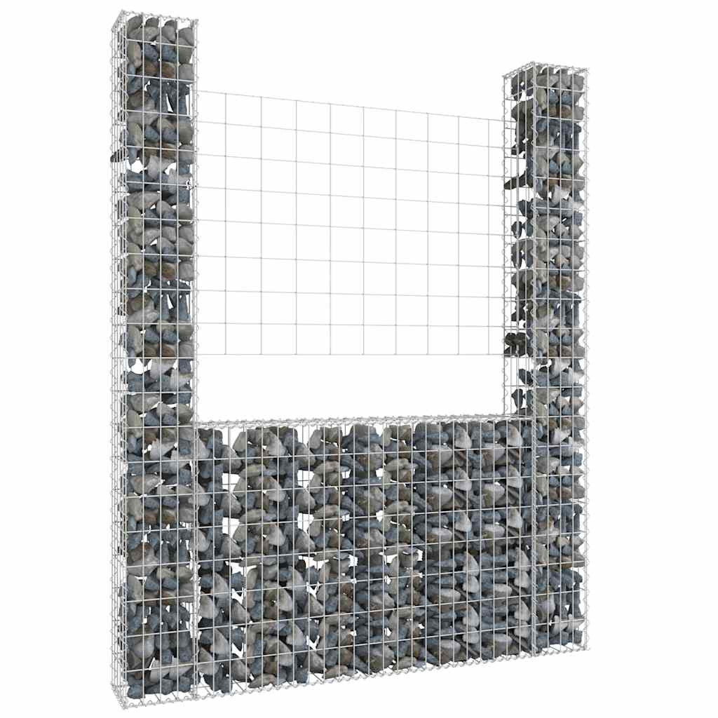 vidaXL Gabionenkorb U-Form mit 2 Säulen Eisen 140x20x200 cm