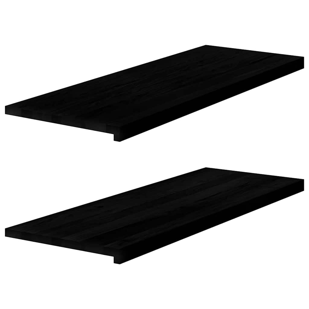 vidaXL Fensterbänke 2 Stk. Braun-Schwarz 110x40x2 cm Massivholz Eiche