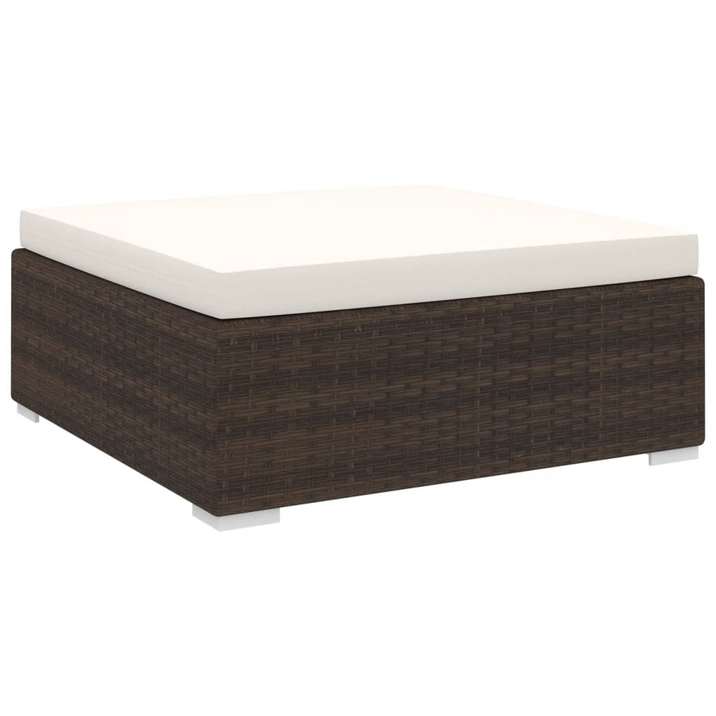 vidaXL Modular-Fußhocker mit Kissen Poly Rattan Braun
