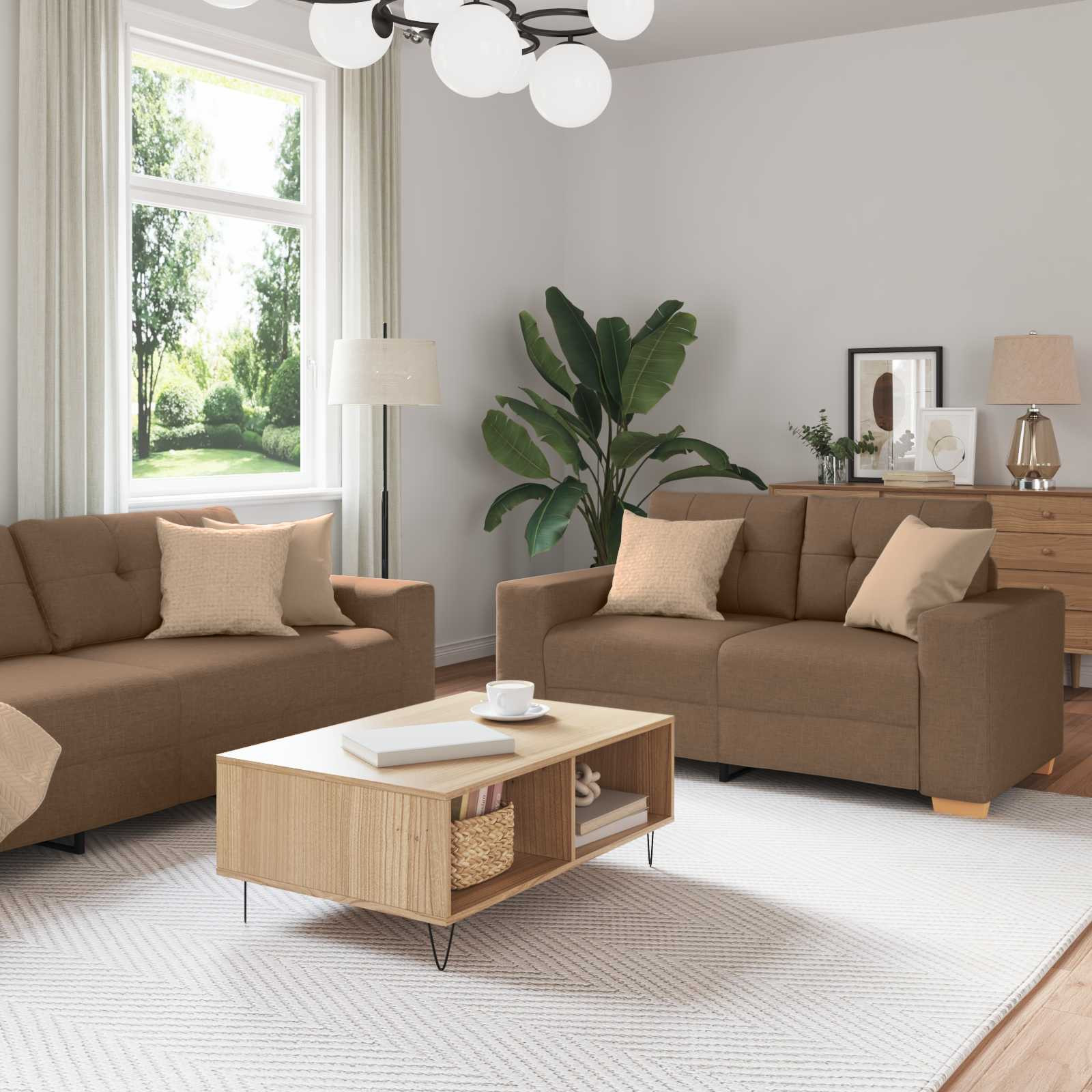 vidaXL 2-tlg. Sofagarnitur mit Kissen braun Stoff