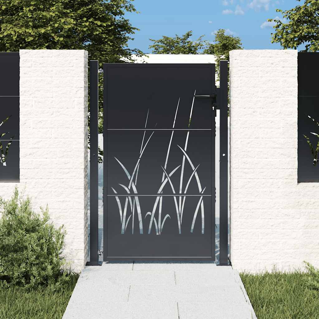 vidaXL Gartentor Anthrazit 100x150 cm Stahl Gras-Design