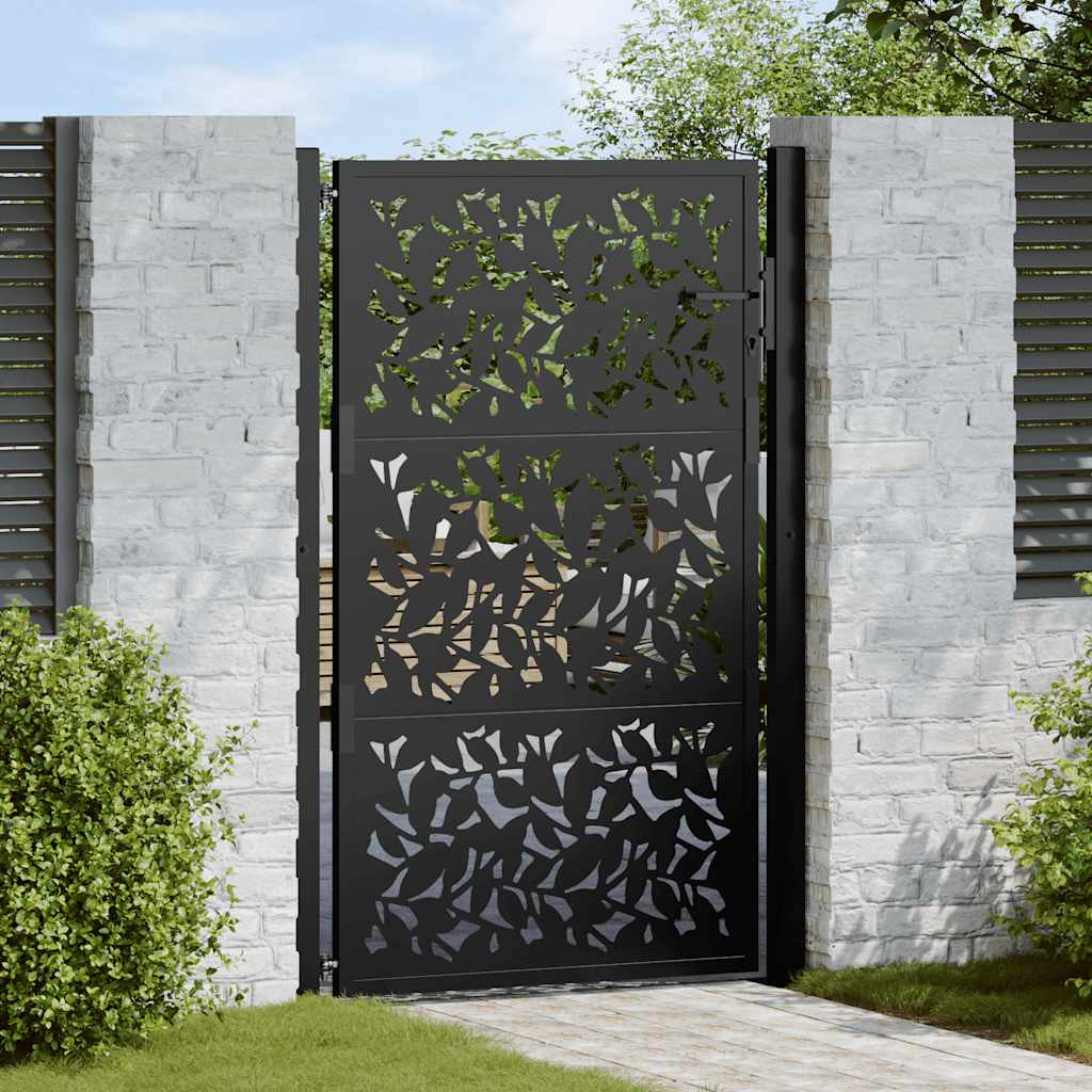 vidaXL Gartentor Schwarz 100x150 cm Stahlblatt-Design