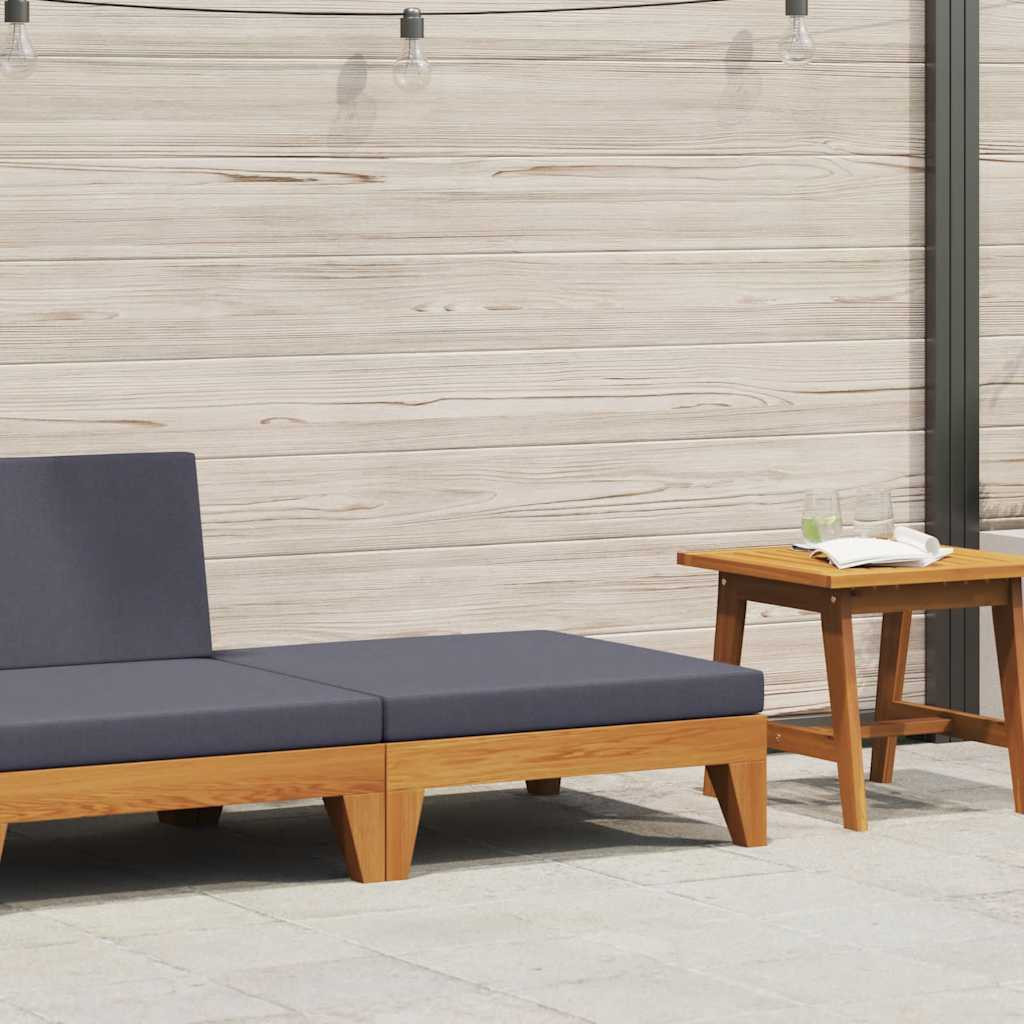 vidaXL Modular-Fußhocker mit Dunkelgrauem Kissen Akazie Massivholz