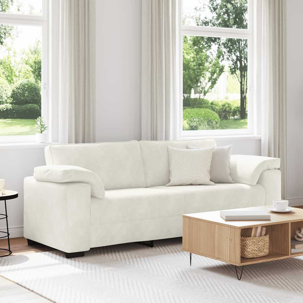vidaXL 3-Sitzer-Sofa Creme 220x77x82 cm Samt