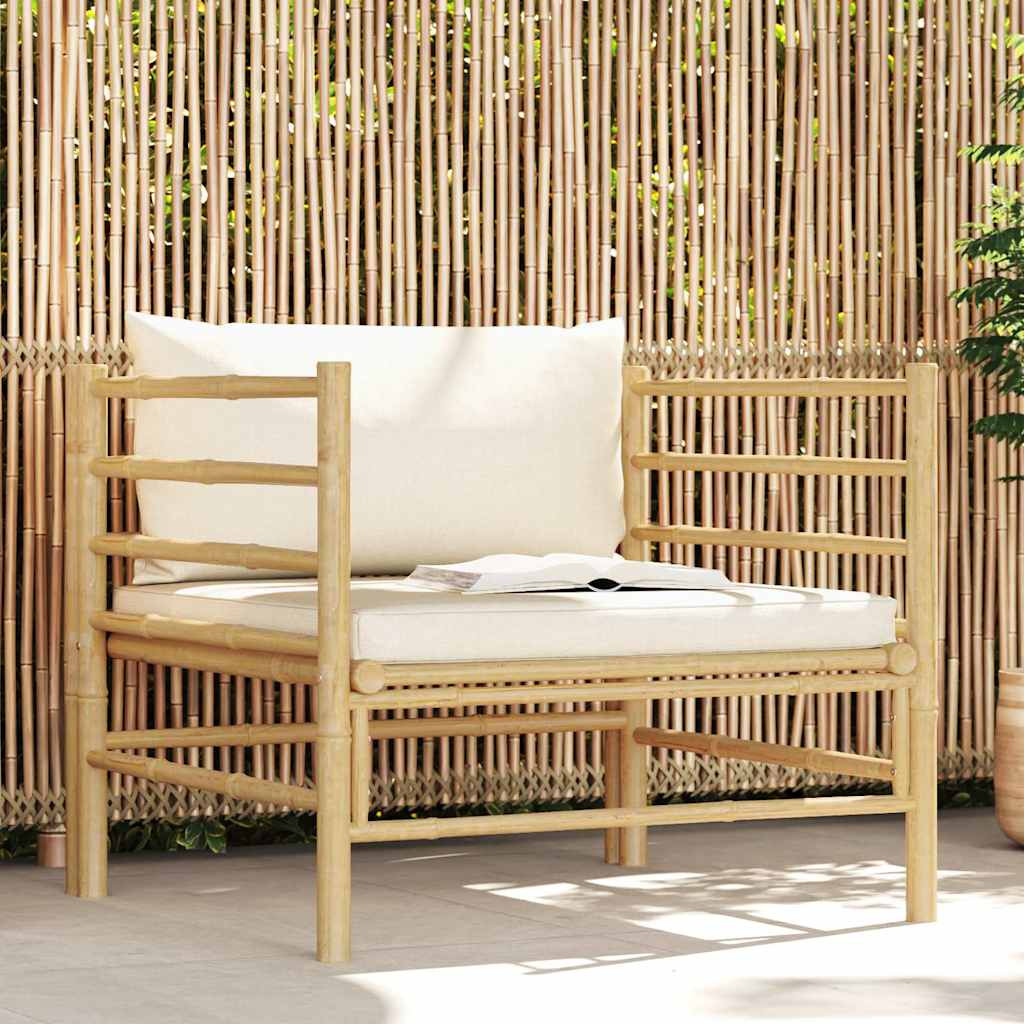 vidaXL Gartensofa mit Kissen Cremeweiß Bambus