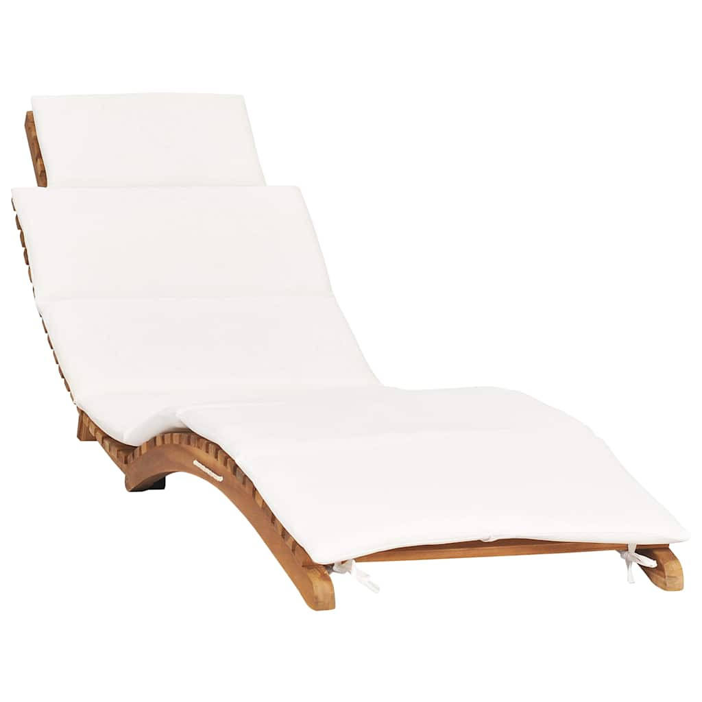 vidaXL Klappbare Sonnenliege mit Cremeweißer Auflage Massivholz Teak