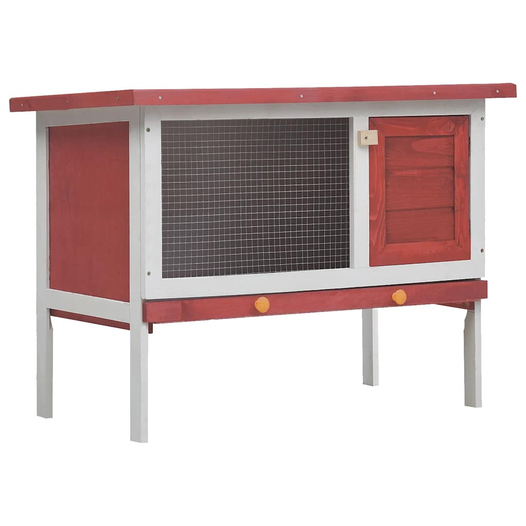 vidaXL Kaninchenstall 1 Ebene Rot Holz