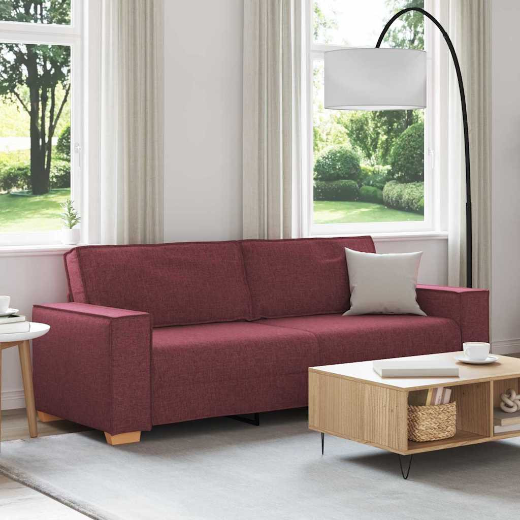 vidaXL 3-Sitzer-Sofa Weinrot 220 cm Stoff