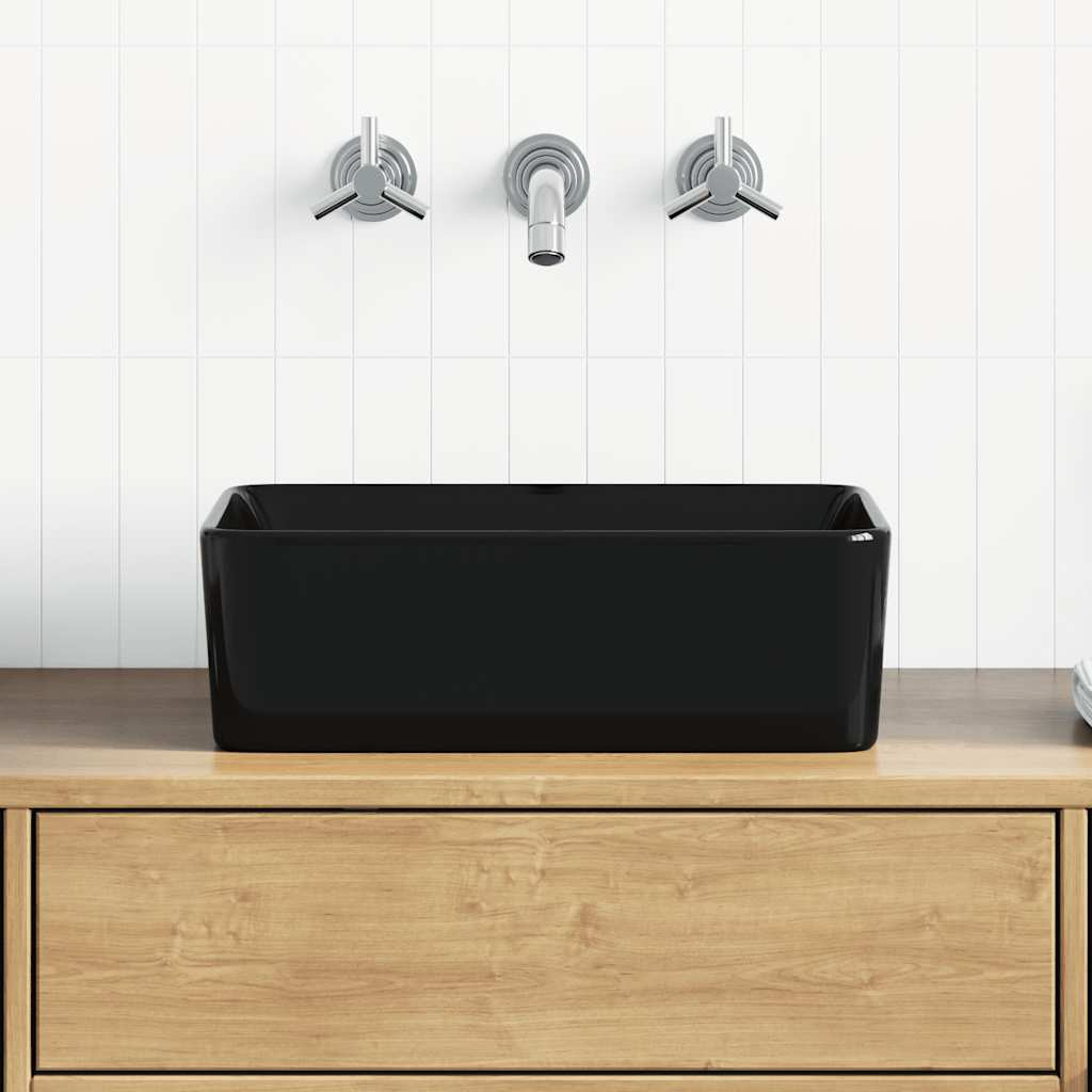 vidaXL Waschbecken 40 x 30 x 13 cm Keramik Schwarz