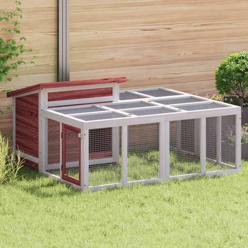 vidaXL Kaninchenstall Mokka 144x123x67,5 cm Massivholz Kiefer