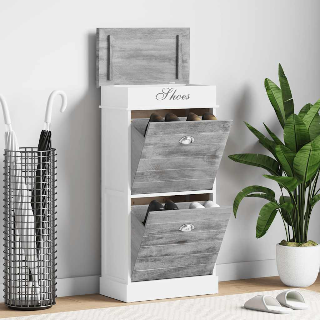 vidaXL Schuhschrank Grau 50 x 28 x 98 cm Paulownia Holz