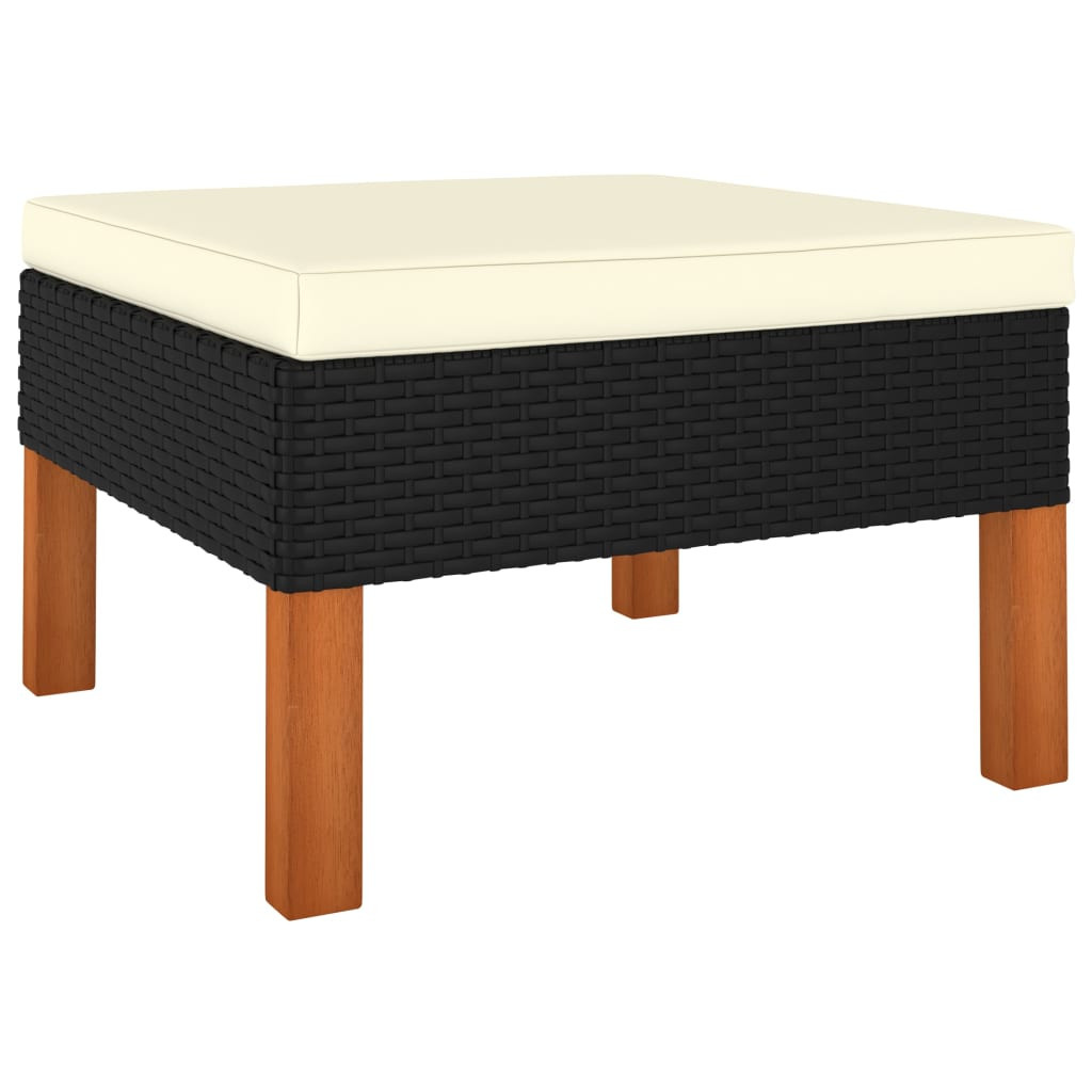 vidaXL Fußhocker Poly-Rattan und Massivholz Eukalyptus
