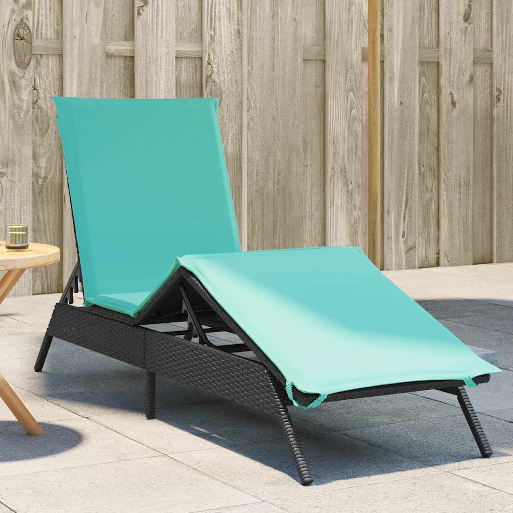 vidaXL Sonnenliege mit Kissen Schwarz Poly Rattan
