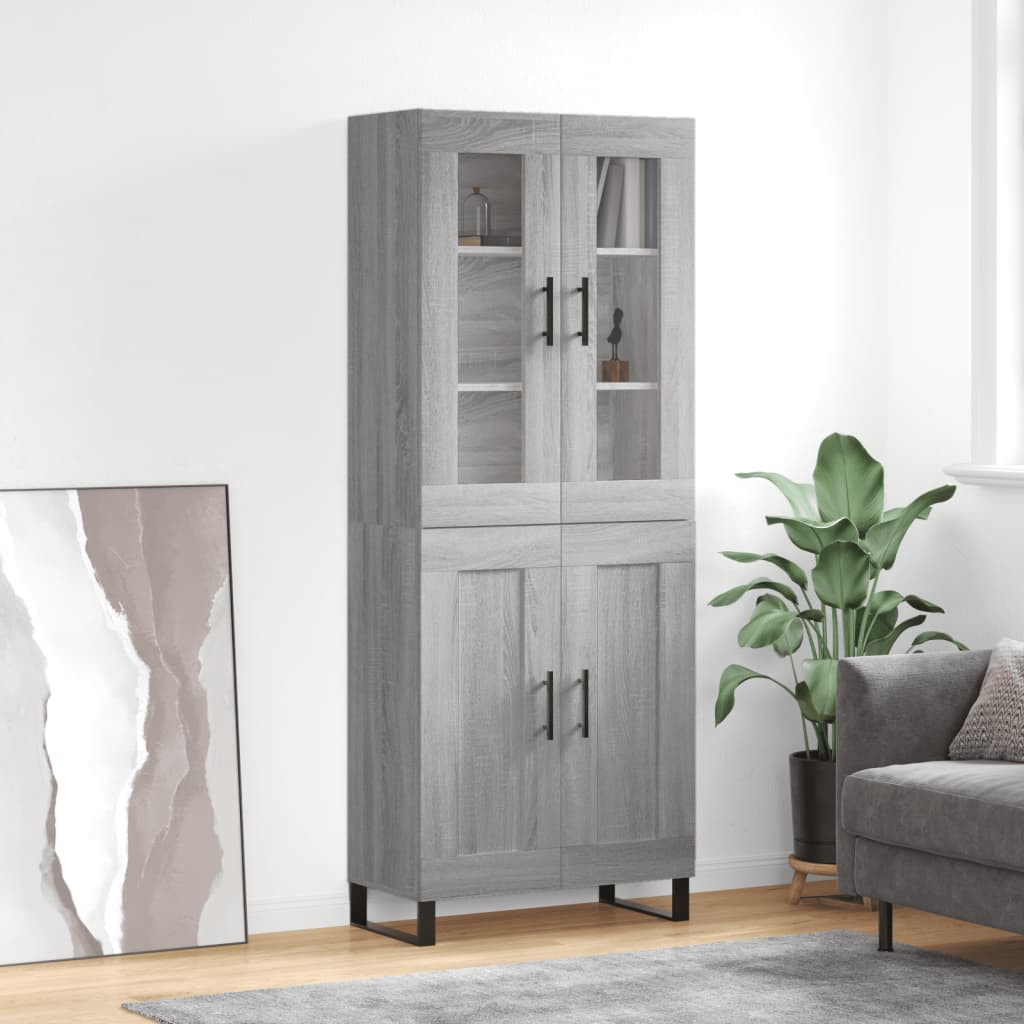 vidaXL Highboard Grau Sonoma 69,5x34x180 cm Holzwerkstoff