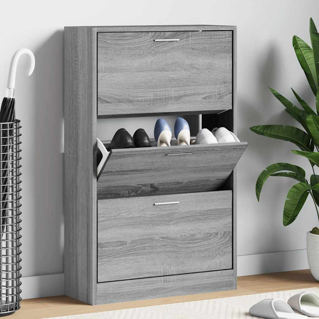 vidaXL Schuhschrank Grau Sonoma 63x24x103 cm Holzwerkstoff